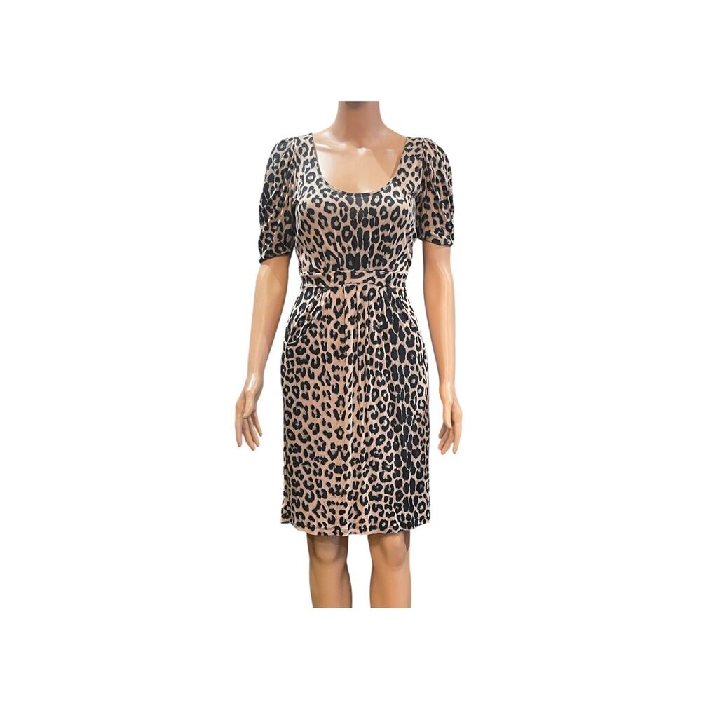 Zara Basics Leopard Print Short Sleeves Dress Size Large